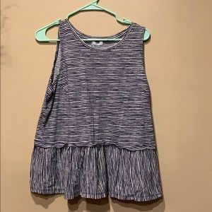 Old Navy Blue and White Peplum Tank 100% Cotton